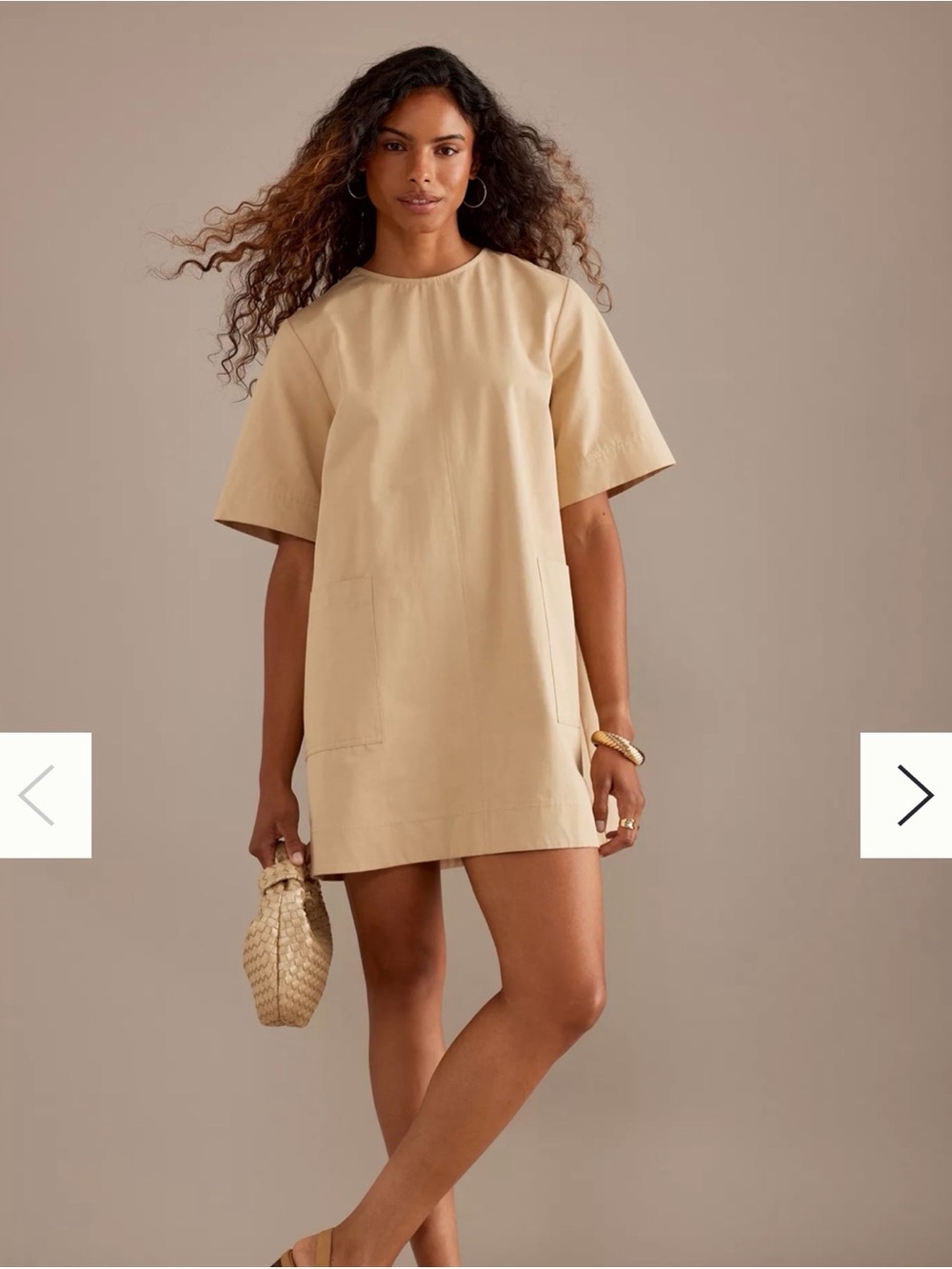 ALIGNE Garcelle Mini Dress US 2 Tan Organic Cotton Shift Dress